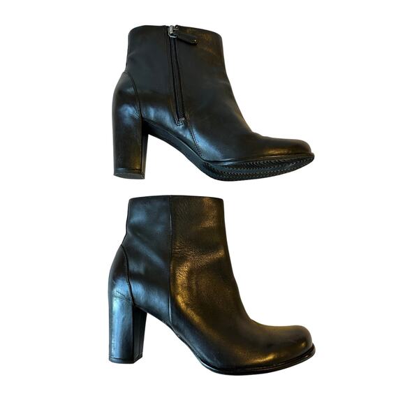 Ecco Womens Black Leather Heeled Boots Sz 41‎ (10-10.5) - Picture 4 of 10